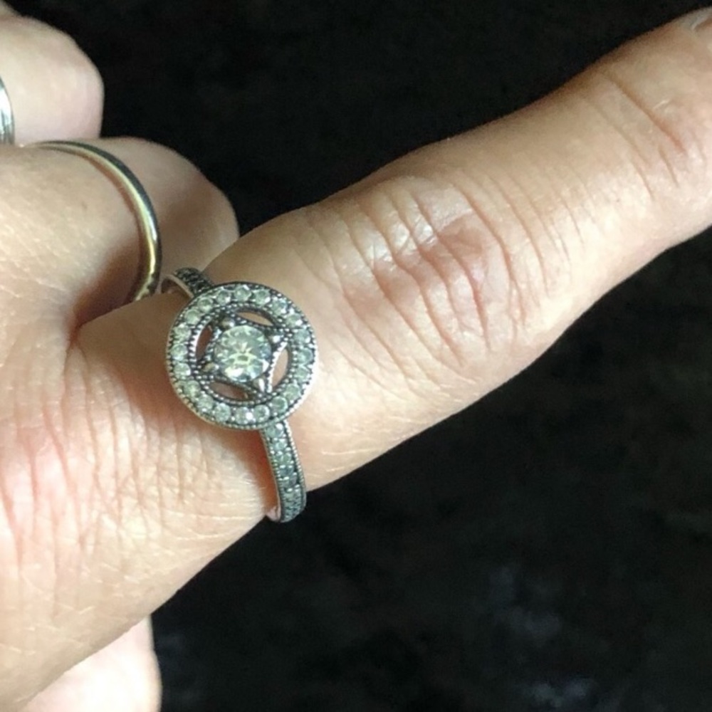Pandora Retired Allure Ring Sterling CZ Halo 6.5 - Picture 8 of 8